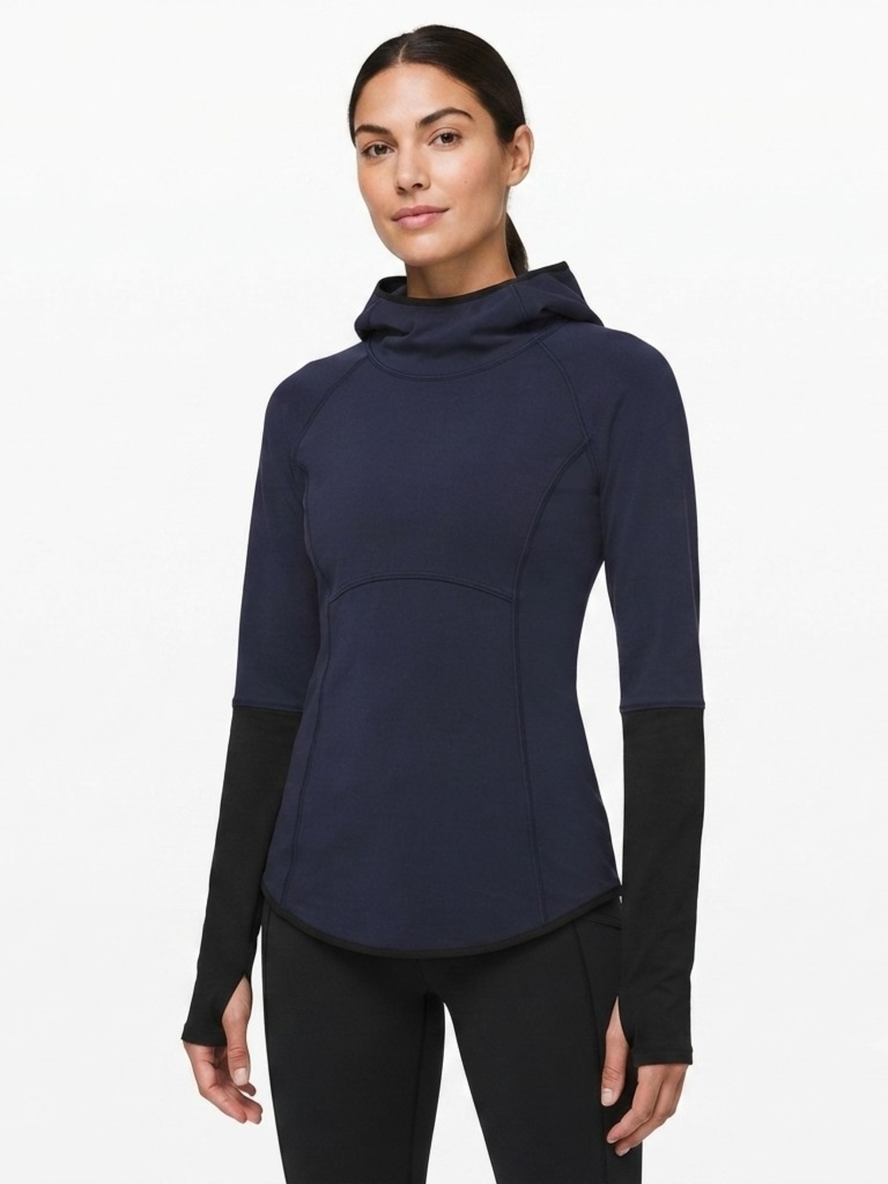 lululemon athletica Navy and Black Cowl Neck Performance Sweater